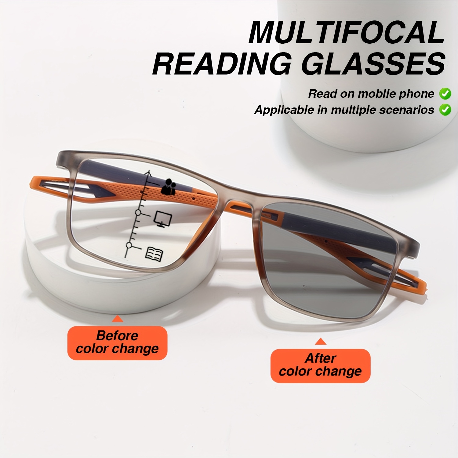 3pcs trendy frame color changing multifocal reading glasses Temu
