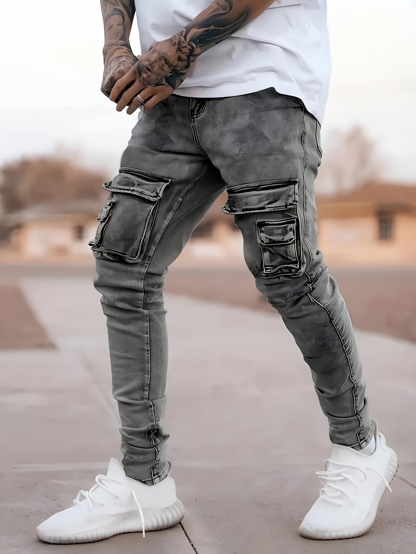 Cargo Jeans De Hombre Jeans De Carga De Elástica Para Hombre