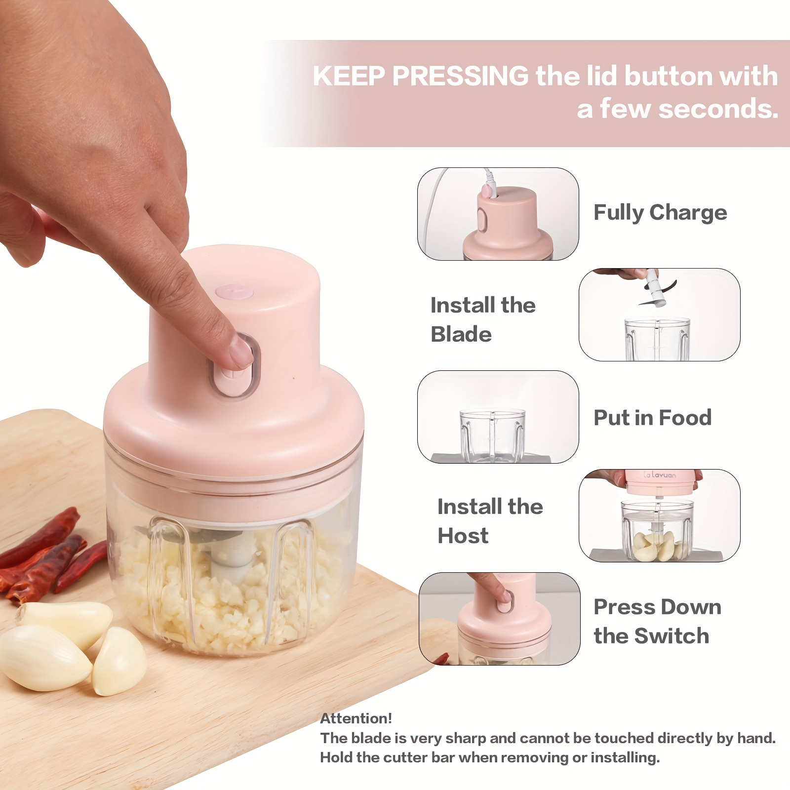 electric garlic chopper 250ml usb charging mini food processor electric food chopper garlic mincer chili crusher portable garlic slicer for salad onion carrot tomato slicer vegetable mincer cutter for ginger meat grinder for   prep Product details 3