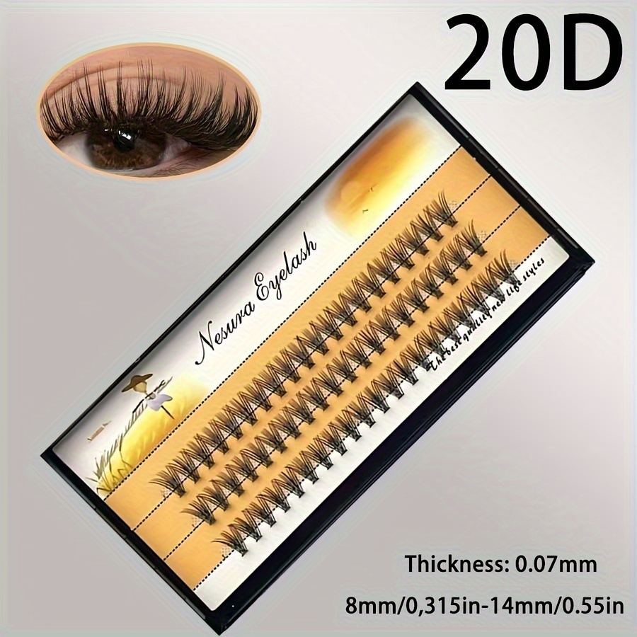 

60pcs & Lashes - 20d, C/d Curling, Lengths 8-14mm, Diy False Eyelash Extensions For Beginners, Reusable