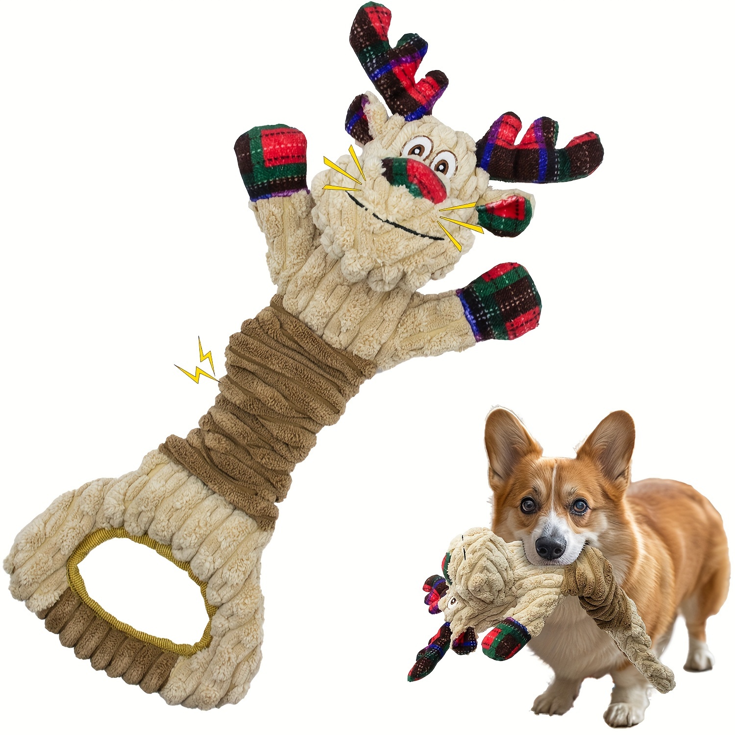 TEMU Christmas Squeaky Dog Toy - , Battery-free, Interactive & For Small To Breeds