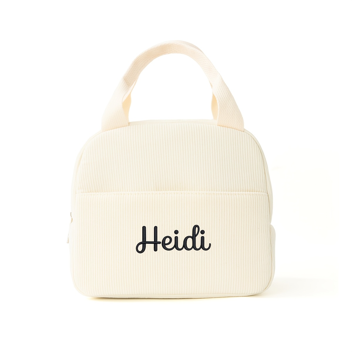 TEMU 1 Custom Corduroy Lunch Bag Featuring Stitched Letters. Insulated And Ideal For Everyday Use, Camping Trips, Picnics, Travel, And . An Holiday