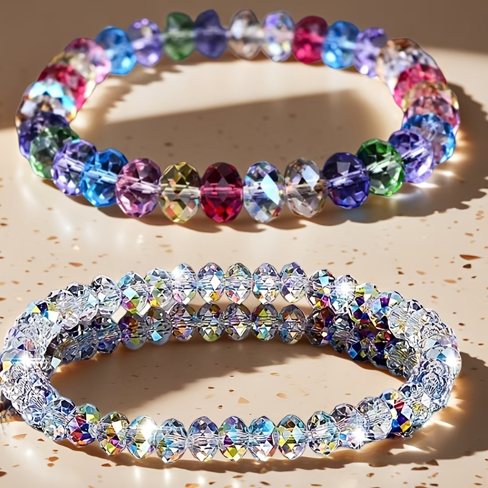 2pcs Sparkling Crystal Bracelets Set, Luxurious Gift