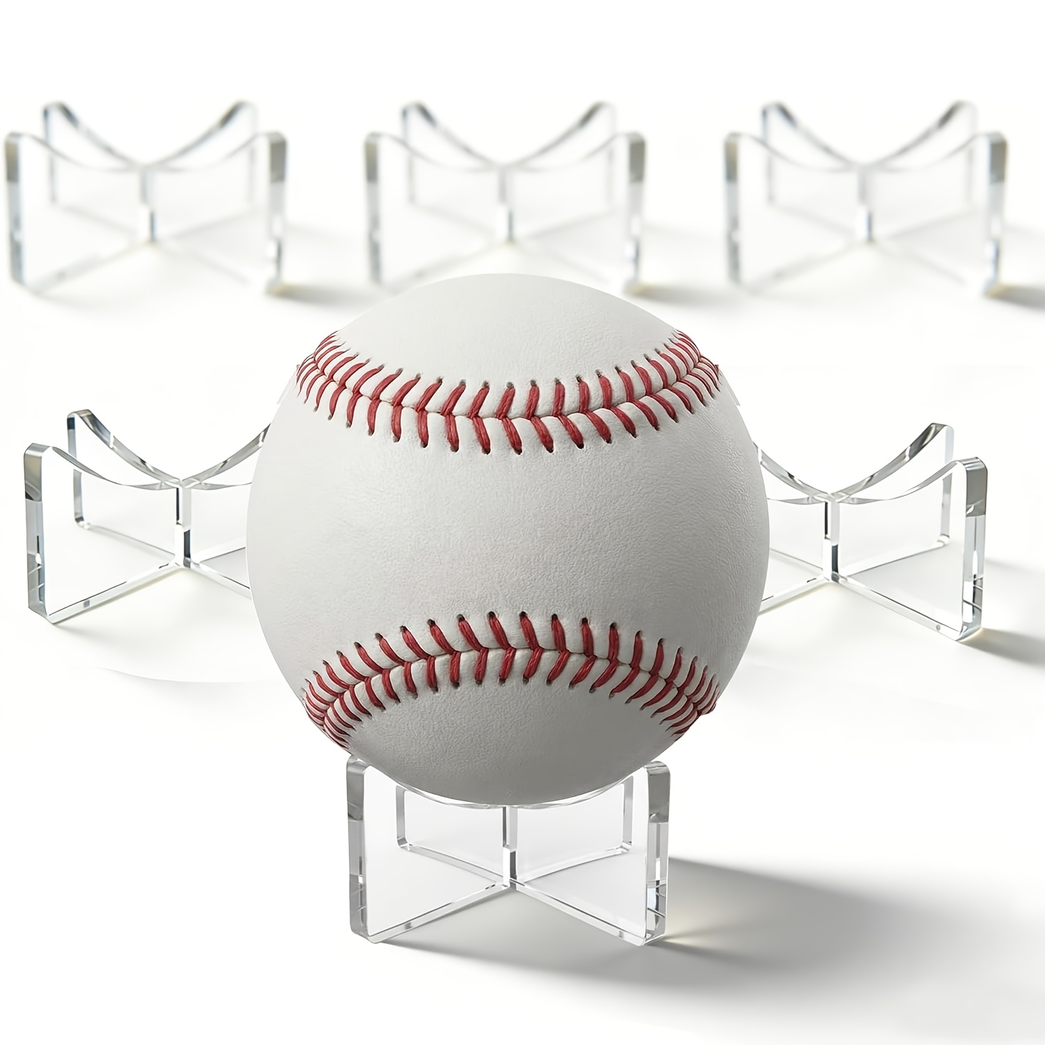 TEMU 6-pack Baseball Stand Display Holder, Small Clear Acrylic Memorabilia Case For Softball & Signed Ball, Anti-yellowing Game Base For Collectible