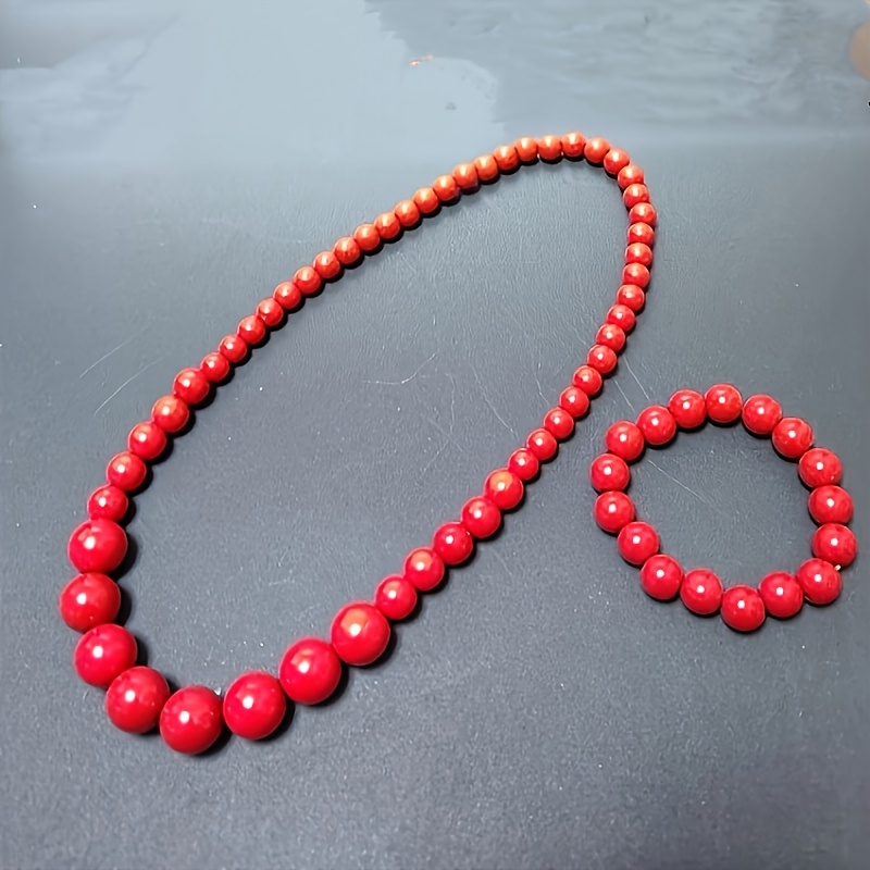 A Set Of 2 Summer New Bohemian Style Necklaces And Bracelets With Colorful Beads, Perfect For A Stylish Vacation Gift For