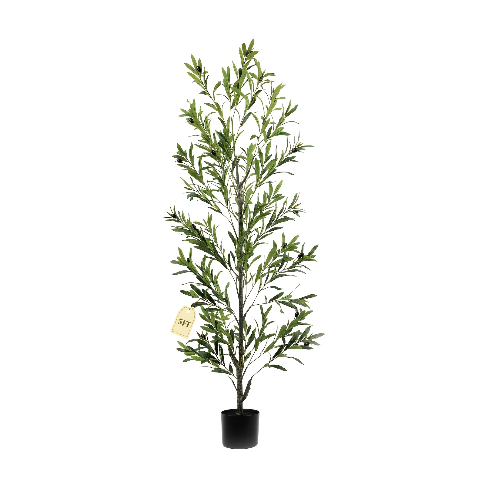 Image of 5ft Olive Trees Artificial Indoor And Outdoor, Fake Olive Tree With Natural Wood Trunk And Olive Branches And Lifelike Fruits, Olive Tree For Home Office Room Decor