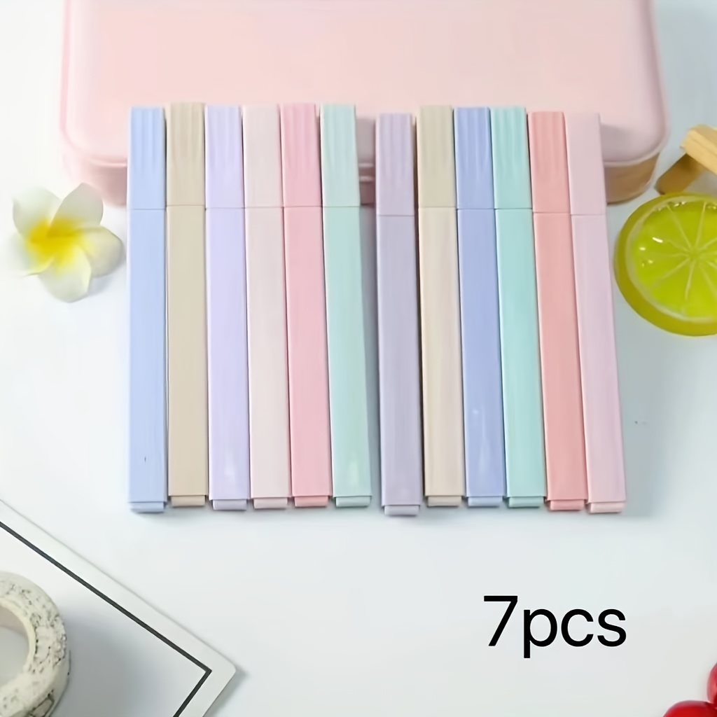 Image of 7pcs Random Fluorescent Highlighters, Stationery For Journaling, Note-taking, And Marking