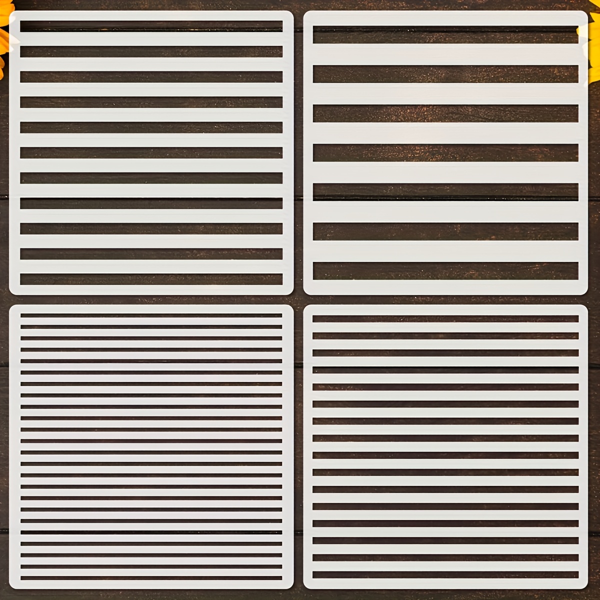 4 Stripe Stencils, 6x6 Inch Geometric Stripe Stencils, Covering 4 Different Styles Of Stripe Designs: retailer-supplied image