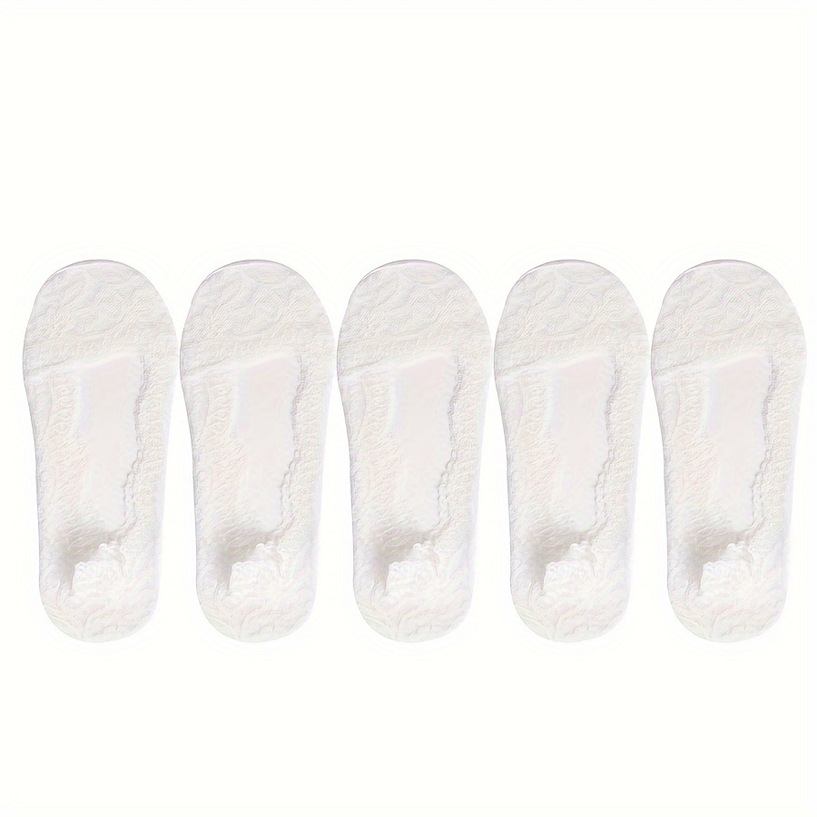 Image of 5 Pairs/lot Socks Women's Ankle Short Invisible Foot Summer White Low Cut Boat Lace Silicone Non-slip