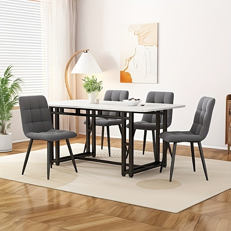 TEMU Luxury Dining Table Measuring 120x70cm, Featuring A Metal Frame And Rectangular Design, Perfect For Modern Kitchens And Living Areas With Black