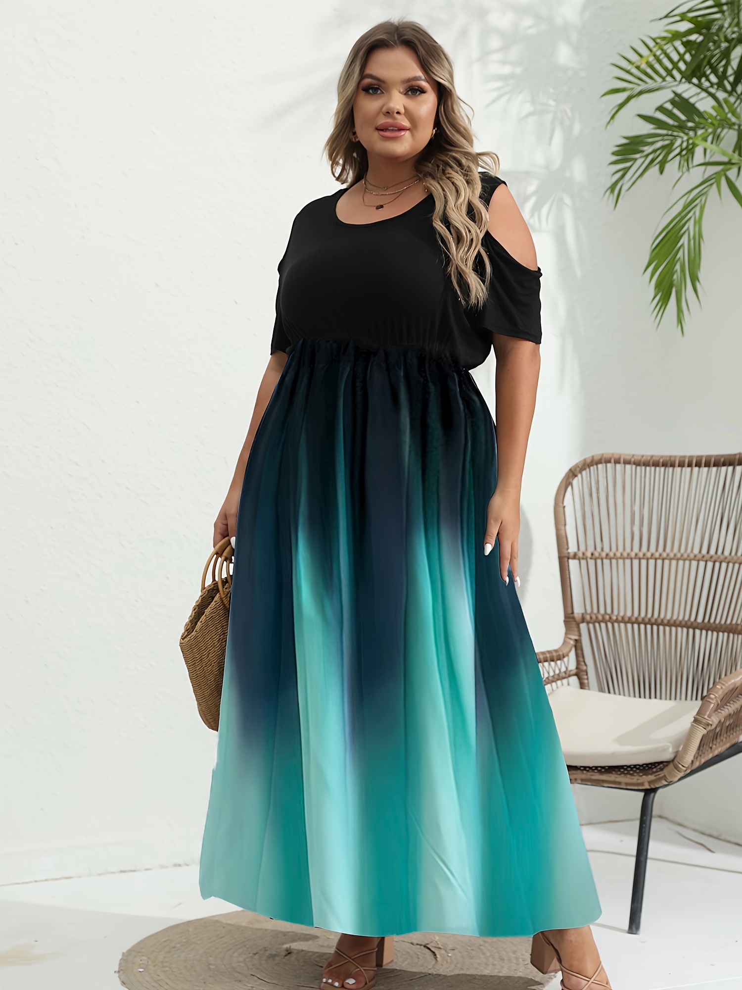 Plus size ombre maxi dress hotsell