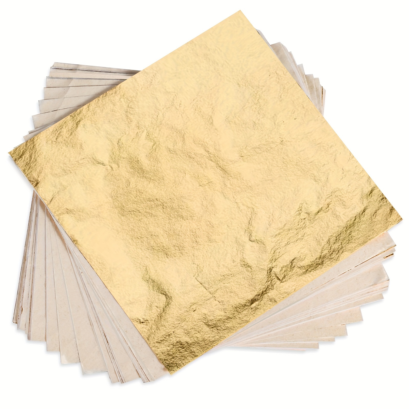 

100 Sheets Gold Leaf Paper For Gilding Crafts, Art, Diy Projects, Picture Frames, Home Wall Decor, Imitation Gold Foil Sheets 5.5" X 5.5" Copper Material Golden Color Easy To Break.