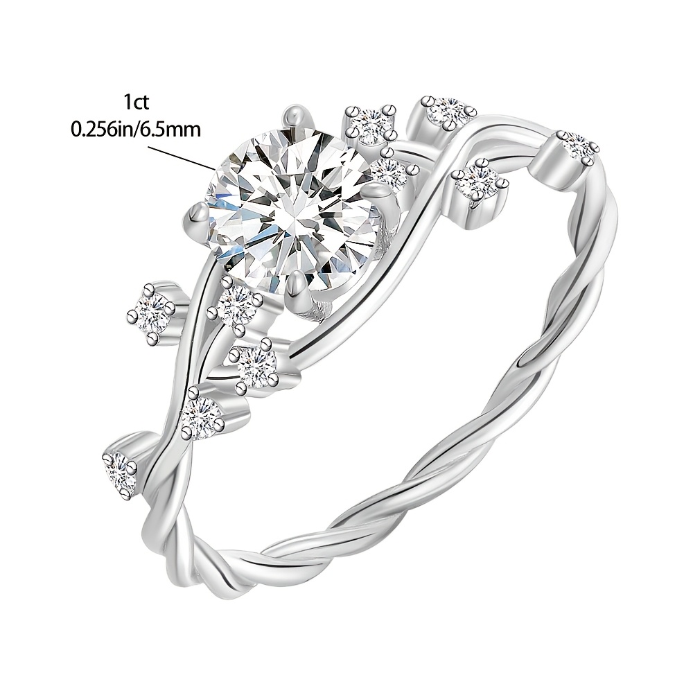 1ct Moissanite Engag. Ring 925 Silver 4 Prong Setting Sparklin
