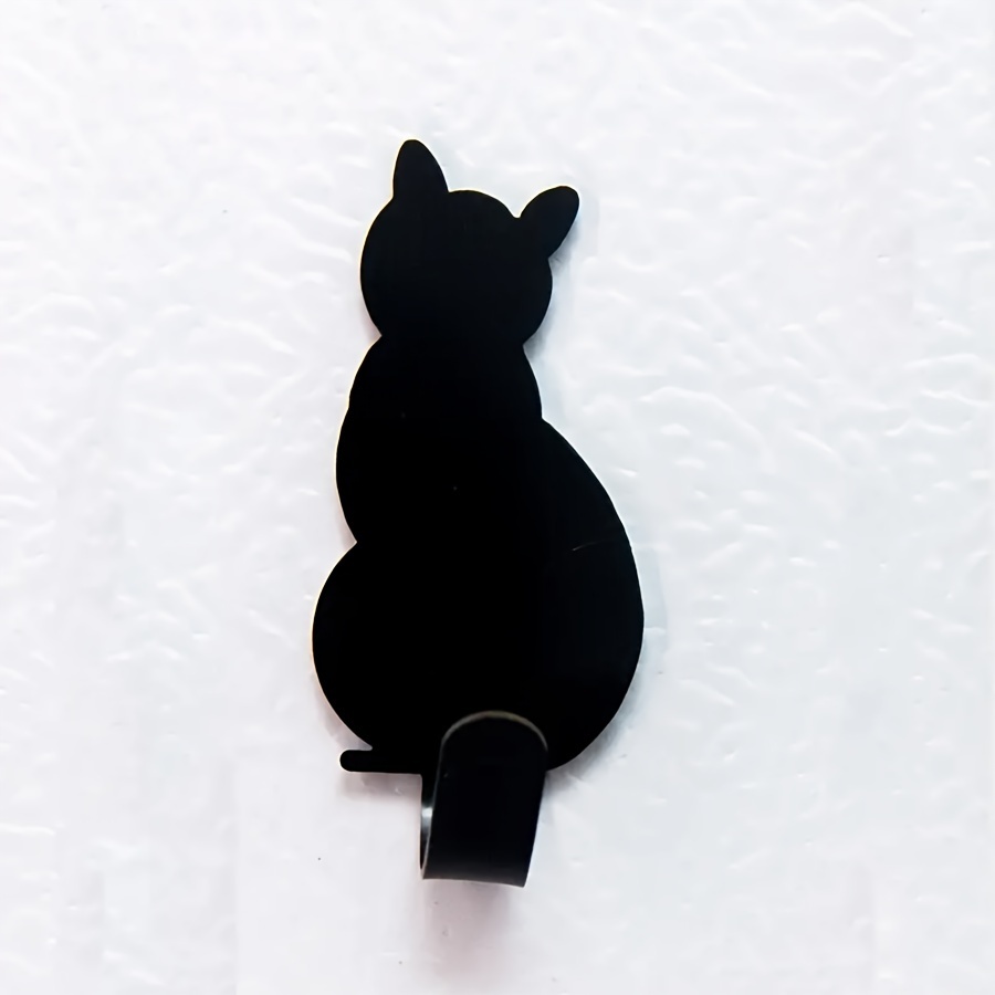 2pcs Stainless Steel Cat Wall Hooks - Adorable Cat-shaped Key & Accessory Holders, Strong Adhesive Backing, Easy Wall Mount For Bedroom, Kitchen, Bathroom, Office, Or School, Storage Solution