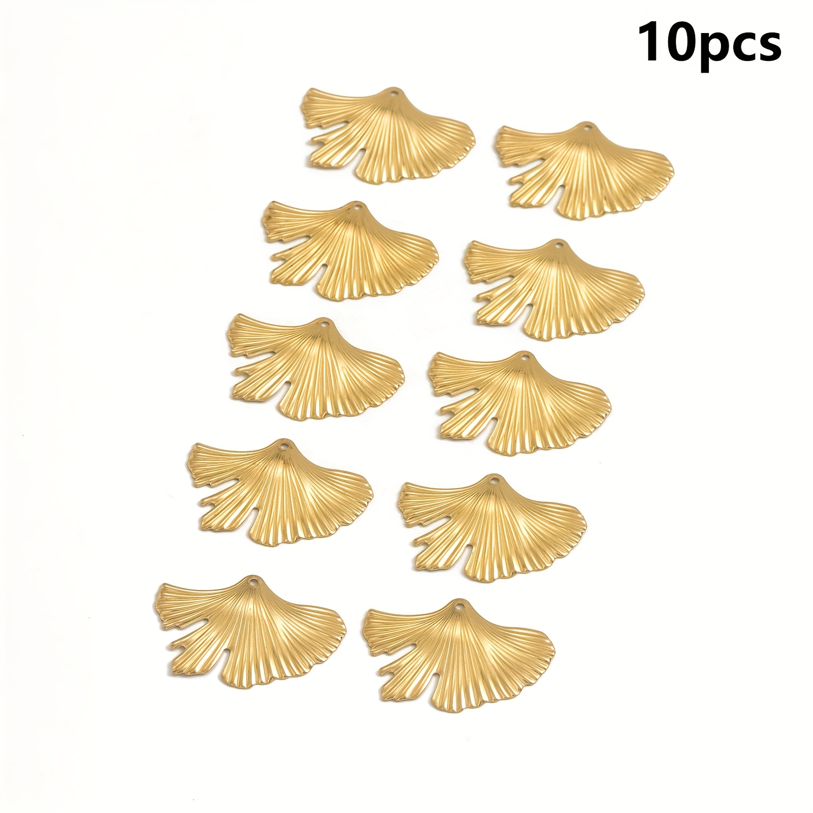 Image of 10pcs 45.6*30.1mm Golden Ginkgo Leaf Design Brass Pendant For Clothing Accessories Accessory Making Supplies