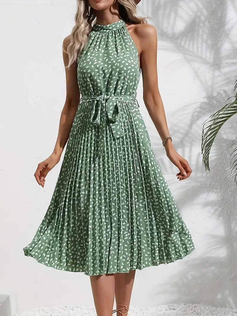 womens elegant polka dot print halter neck dress adjustable - Temu Canada womens elegant polka dot print halter neck dress adjustable - Temu Canada