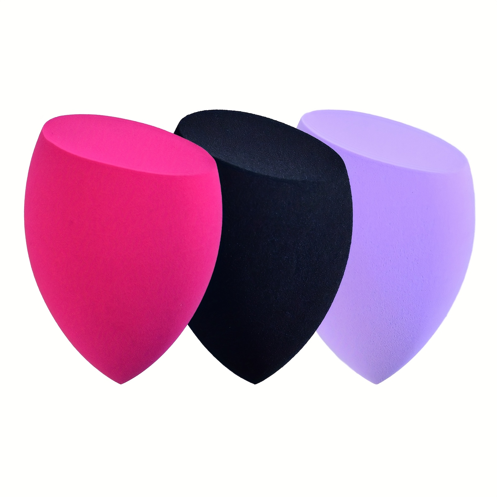 TEMU 3pcs Œufs de beauté de Cosmétique biseautés, éponges super douces, utilisation sèche et humide pour poudres ou