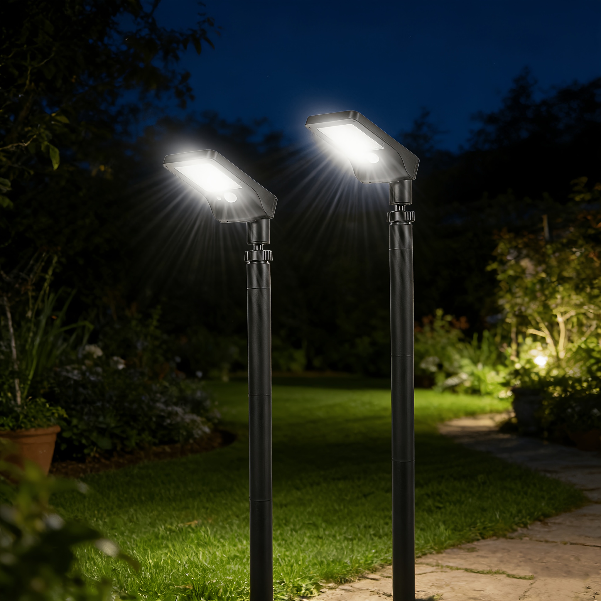 TEMU OTDECOR Lot de 2 lampes solaires d'extérieur à piquet - Éclairage de rue commercial combiné, éclairage de sol -poussière, lampes solaires de