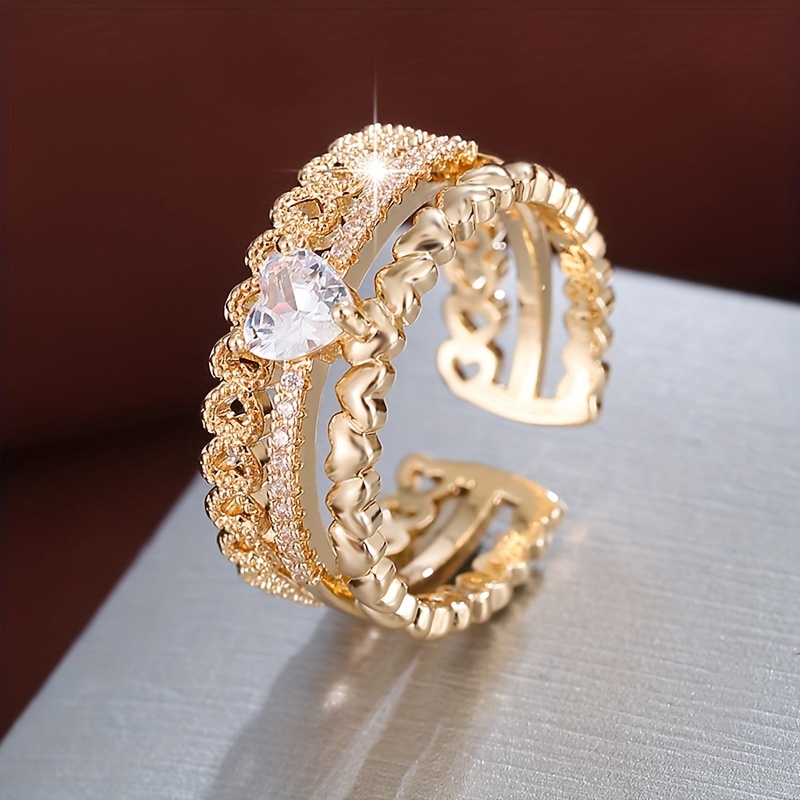 Image of Fashion Multi-ring Synthetic Zirconia Inlaid Ring