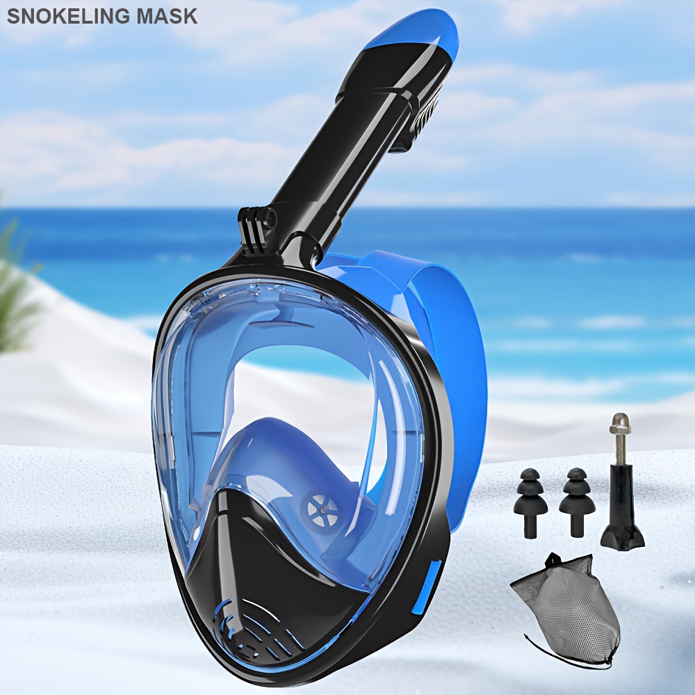 1pc JoyMaySun Full Face Snorkeling Mask with Camera Holder - Anti-Fog & Leakproof 180° Panoramic Goggles, Large Frame Silicone Swim Glasses Set for Adults, Scuba, Snorkeling, Freediving (No- Design)
