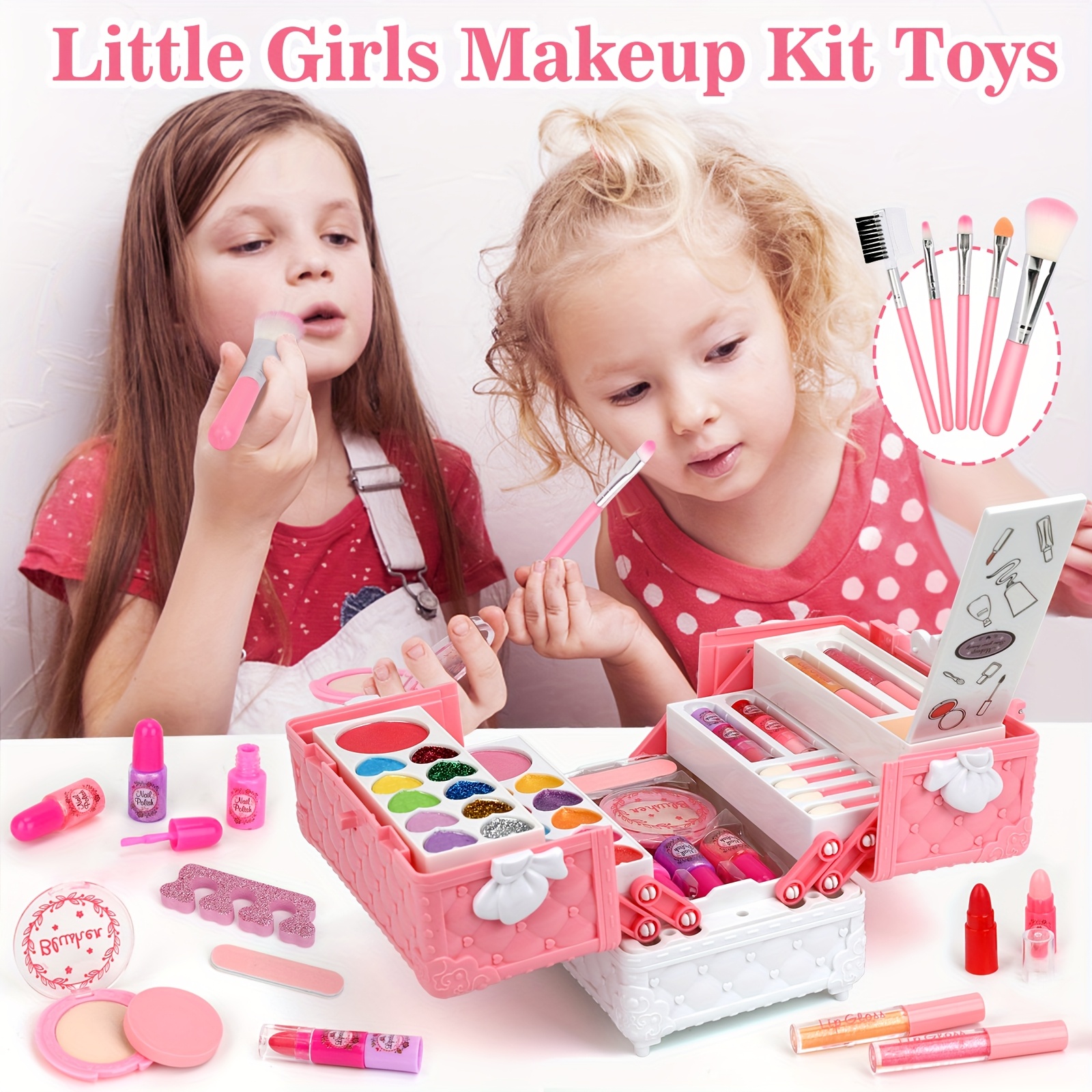 45pcs kids makeup kit girl washable real makeup set girl Temu