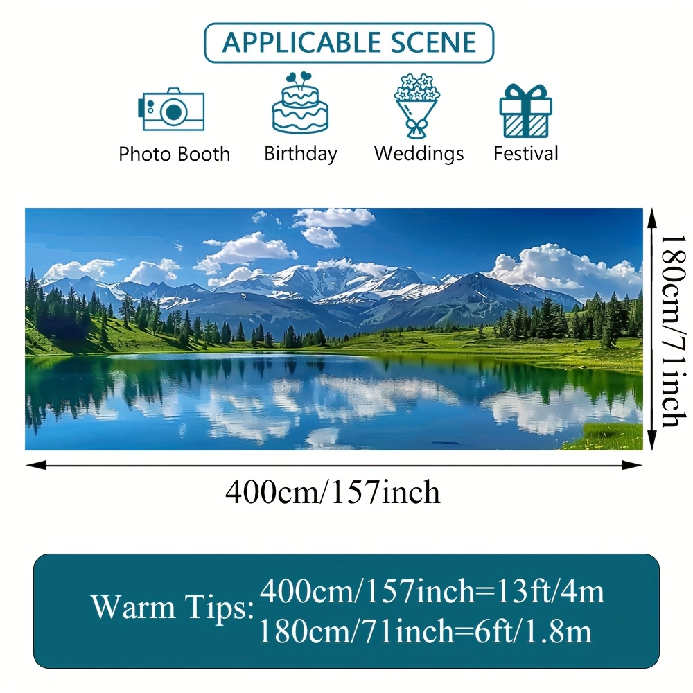 1pc Elegant Mountain and Lake Landscape Garage Door Cover - 2D Flat Printing, Easy to Hang Outdoor Banner for All Seasons, Festive Decor for Home, Garden, or Themed Events, Outdoor Decor