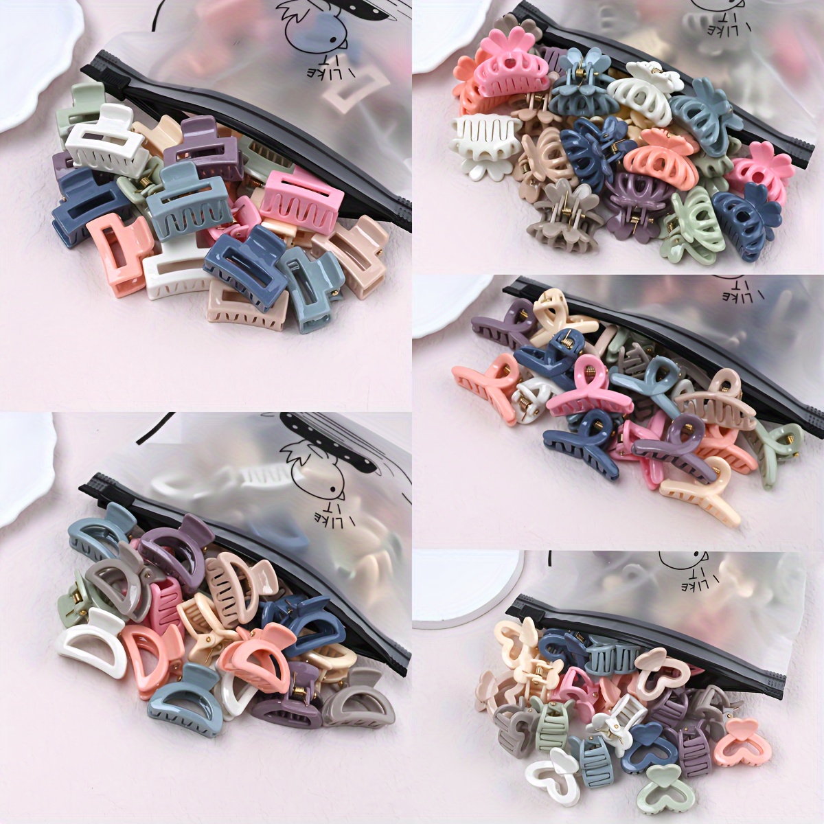 

20 pièces Accessoires de cheveux pour femmes - Pinces à cheveux en de cœur carré avec découpes, taille mini, matériau plastique, design simple, adapté pour 1-2 mèches de cheveux