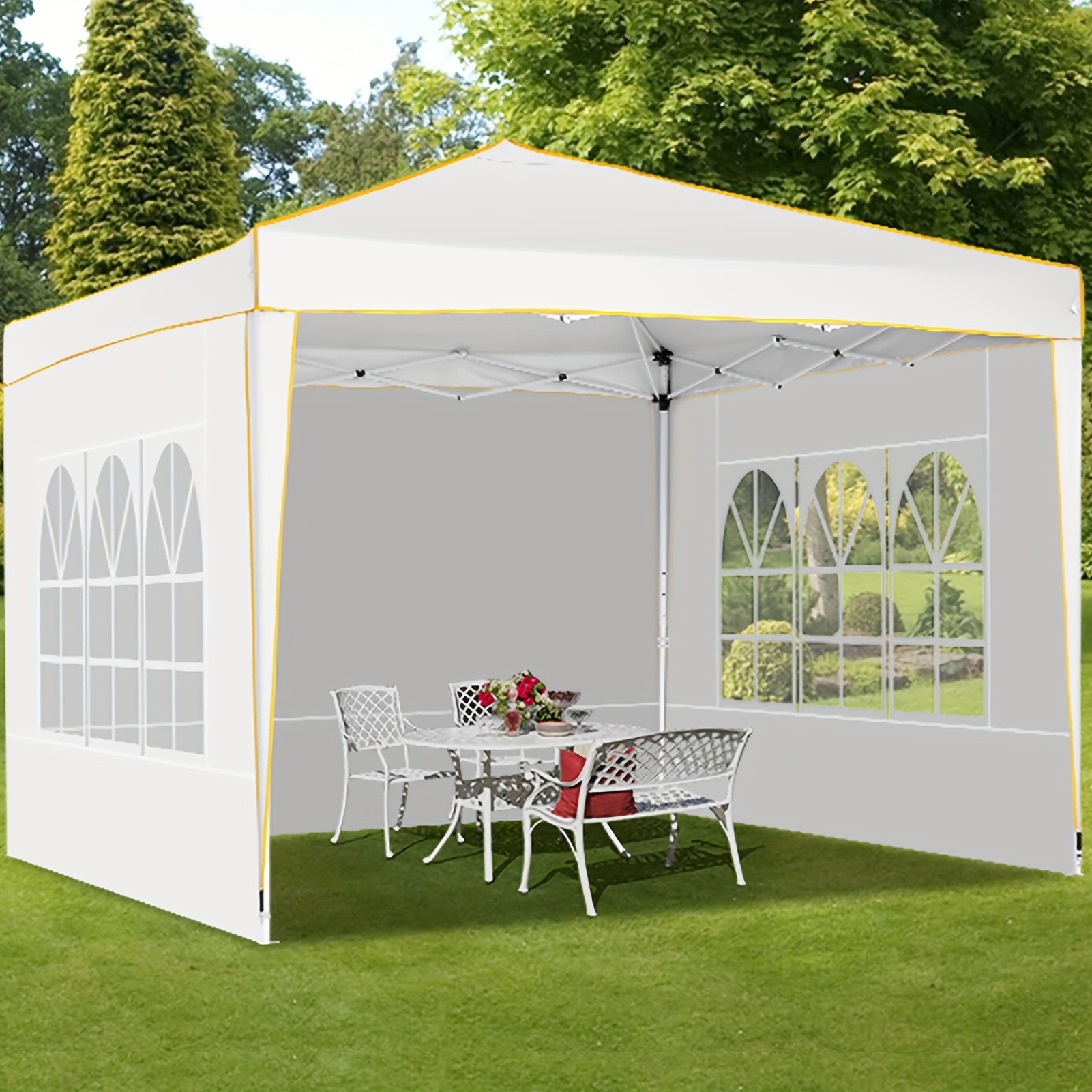 

Hôtel 10x10 Auvent Pop-up Avec 4 Parois Latérales Détachables, Auvent Étanche Pour Événements De Mariage, Gazebo Extérieur Avec Fenêtres D'Église, Sac Fourre-Tout, Piquets, Cordes Et Sacs De