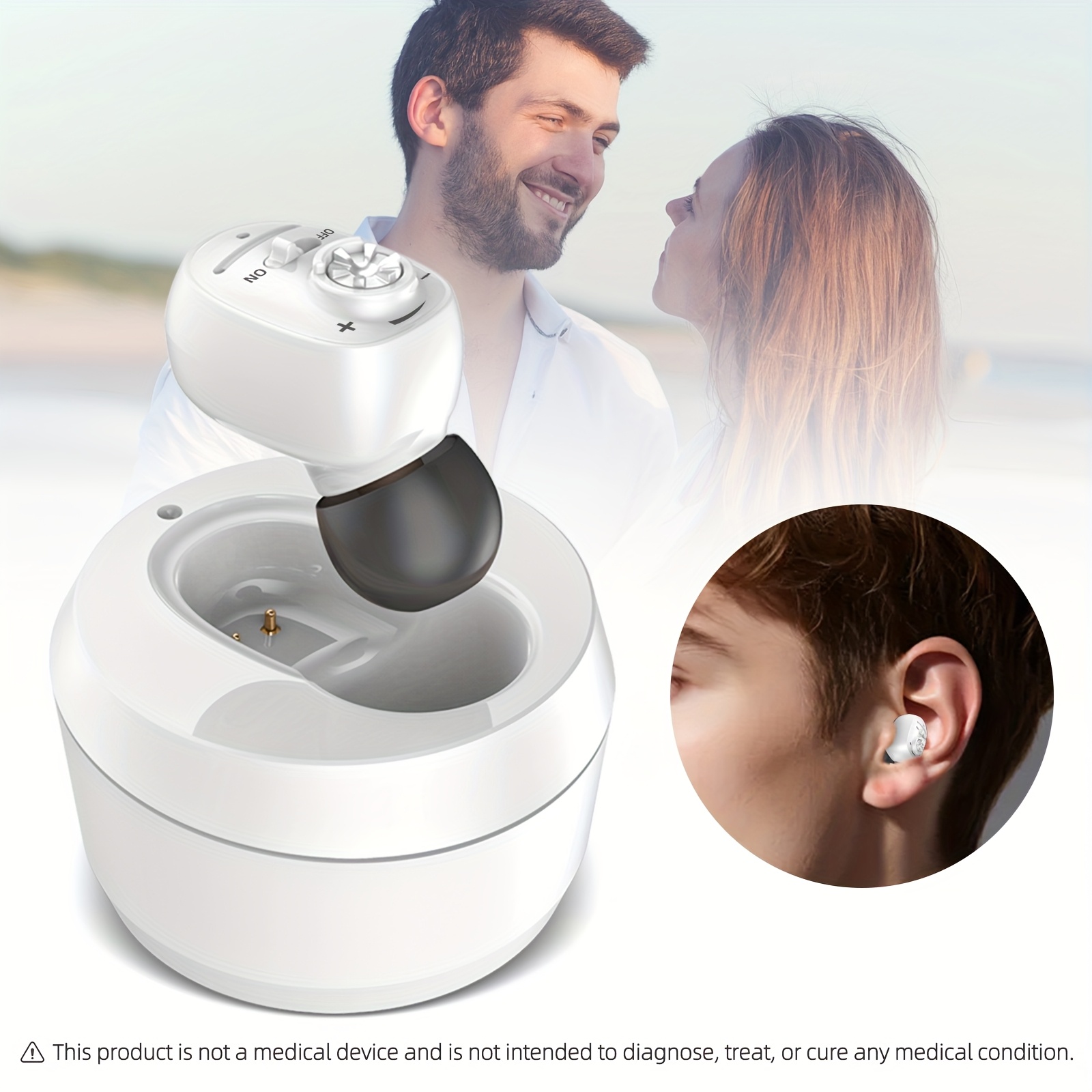 Rechargeable Hearing Amplifier with Charging - Invisible In-Ear Sound Enhancer, Adjustable Volume Control & Long Battery Life Suitable for Daily Use, Outdoor, Family Gatherings - Low-Voltage for s & Seniors