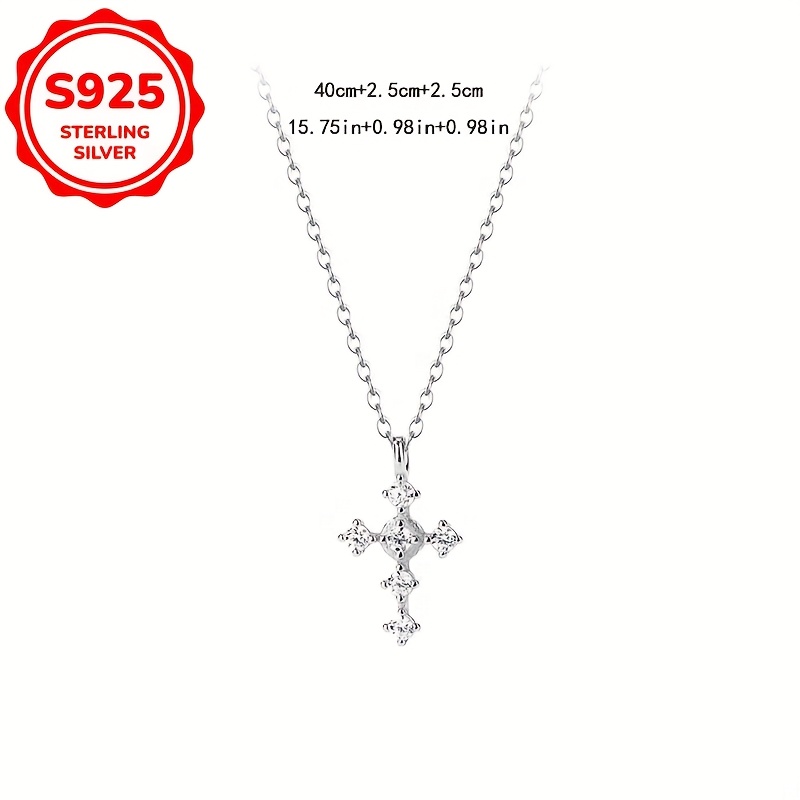 Women's Minimalist S925 Sterling Silver Cross Pendant Necklace