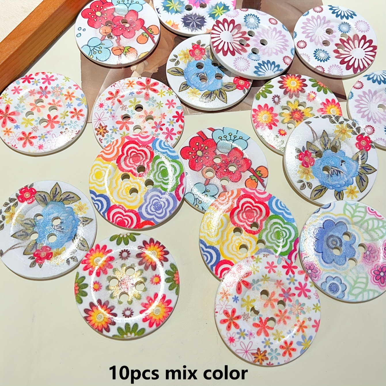 5cm Large Size Thickened Handmade Printed Festive Decorative Buttons 10pcs