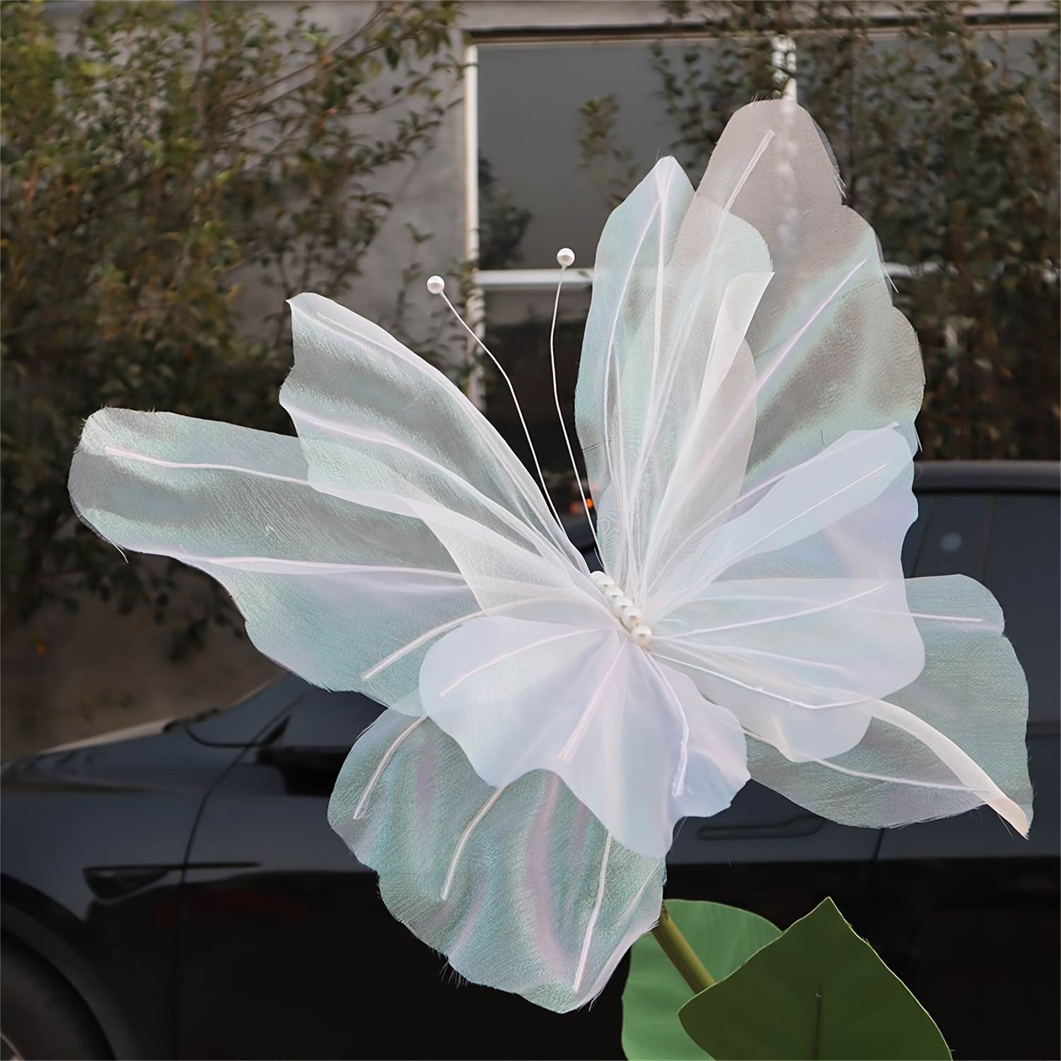 

1pc Artificial Flower Fake New Marriage Decor, Silk Yarn 19.69inch - , Gauze Wedding Party Fake , Home Decor (white)