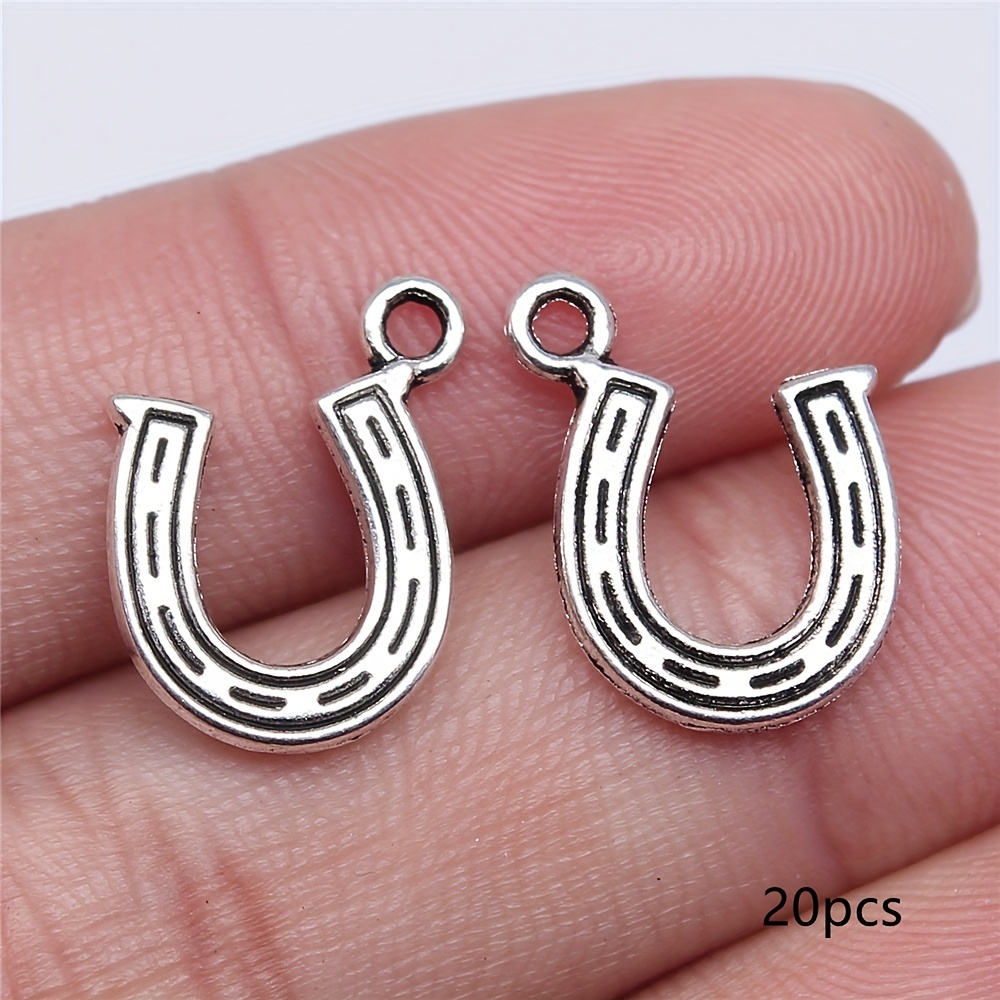 TEMU 20pcs New Style Horse Shoe Charm Pendant, Suitable For Handmade Bracelet Necklace Earring Jewelry Additions, Keychain Additions 18x12mm
