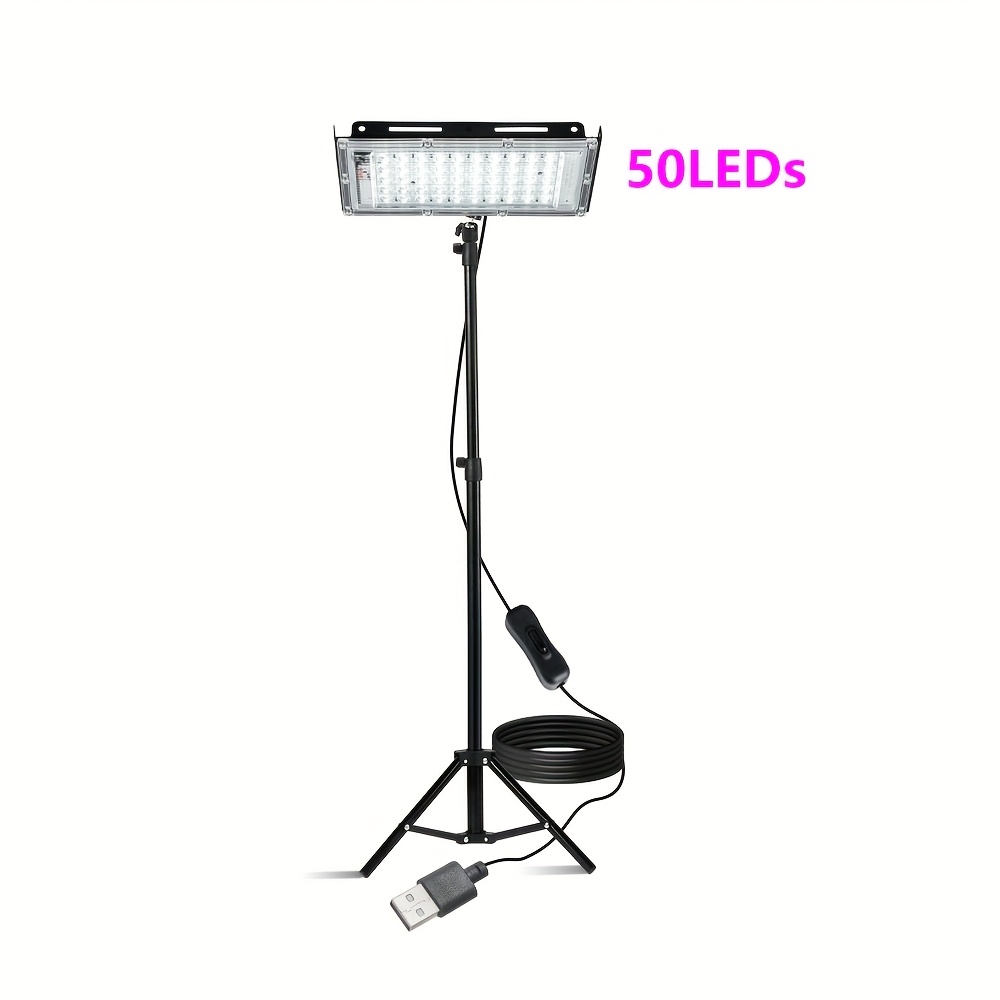 TEMU Luces de Trabajo 144/96/50 LED con Soporte, 5V, 6000K, con Enchufe USB y Cable de 1.5m/2m, Foco Plegable con para , Garaje y Sitio de Trabajo