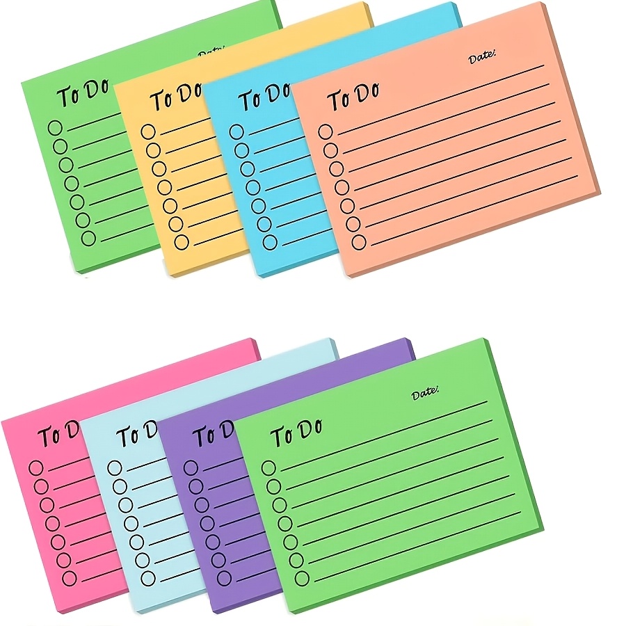 TEMU 8-delige To-Do Lijst Notitieboek Set, 400 vellen, Gelijnd en Gedateerd Plakmappen, To-Do Lijst Planner, Rechthoekige Plakmappen voor Kantoor,
