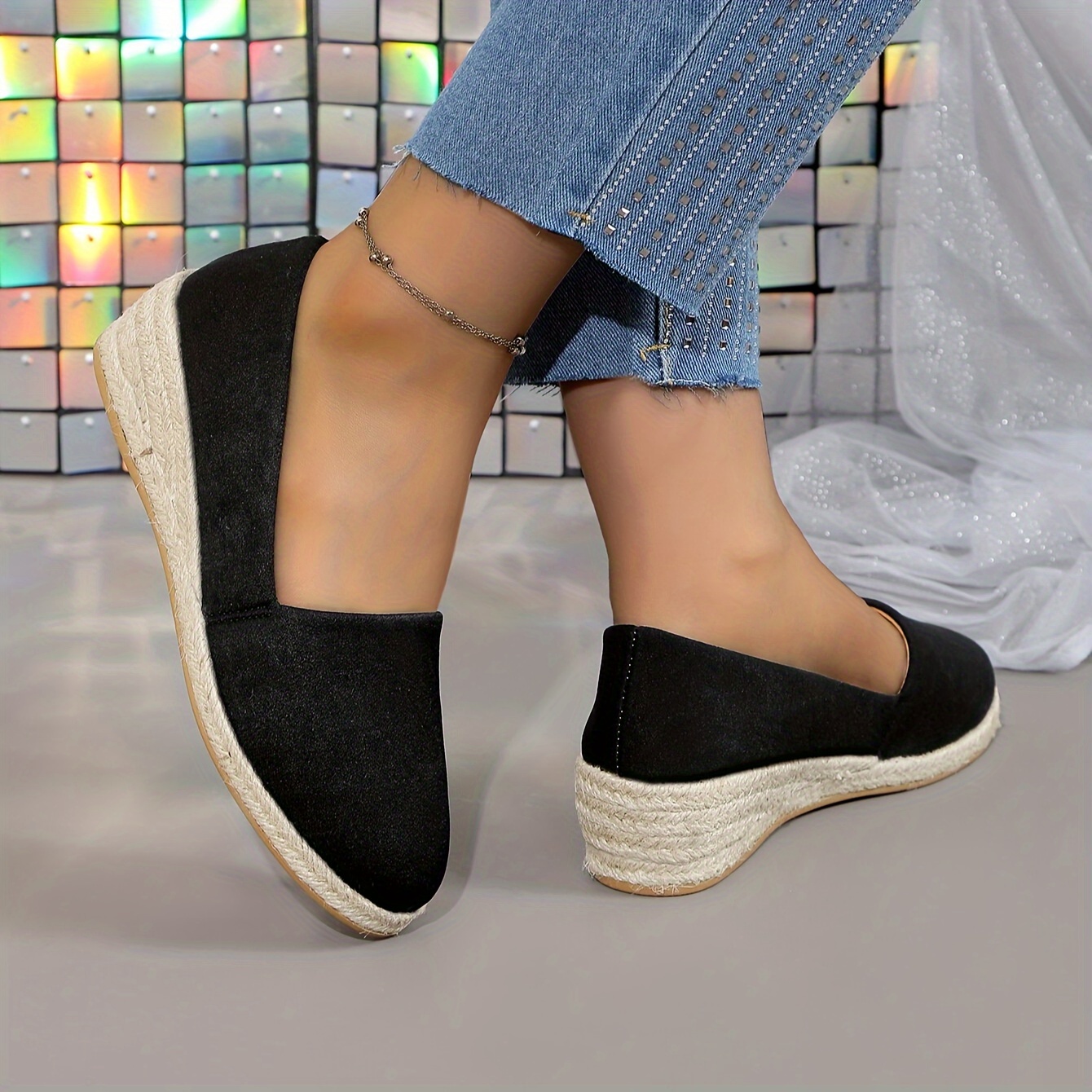 Zapatos casuales de mujer de color zapatos para caminar con sin  cordones, alpargatas de cuña, calzado