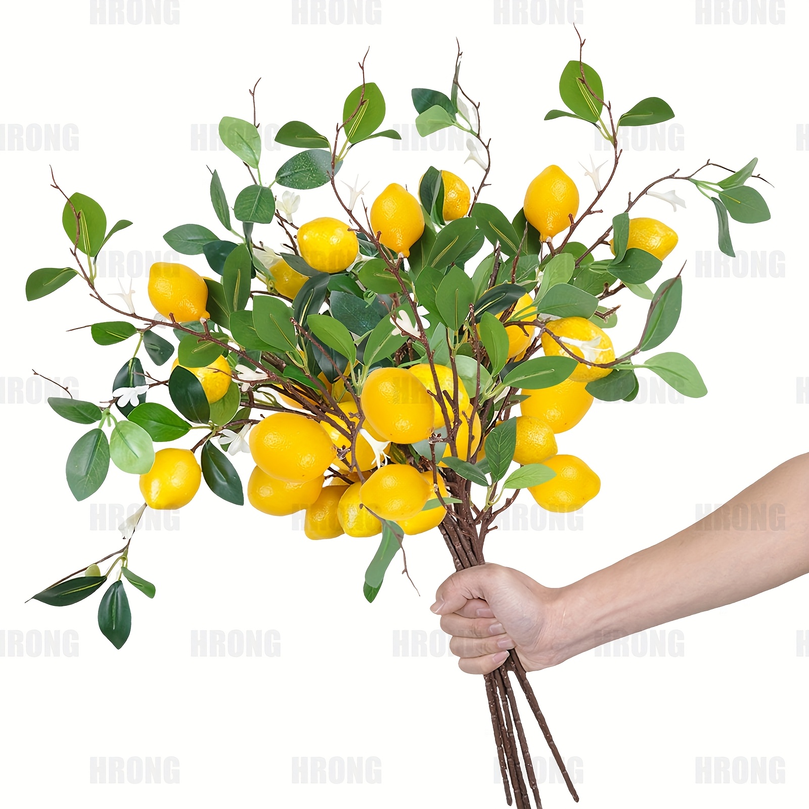 2 Branches Artificielles De Citronnier - Décoration Hyper Réaliste Pour Maison, Jardin, Mariage Ou Balcon