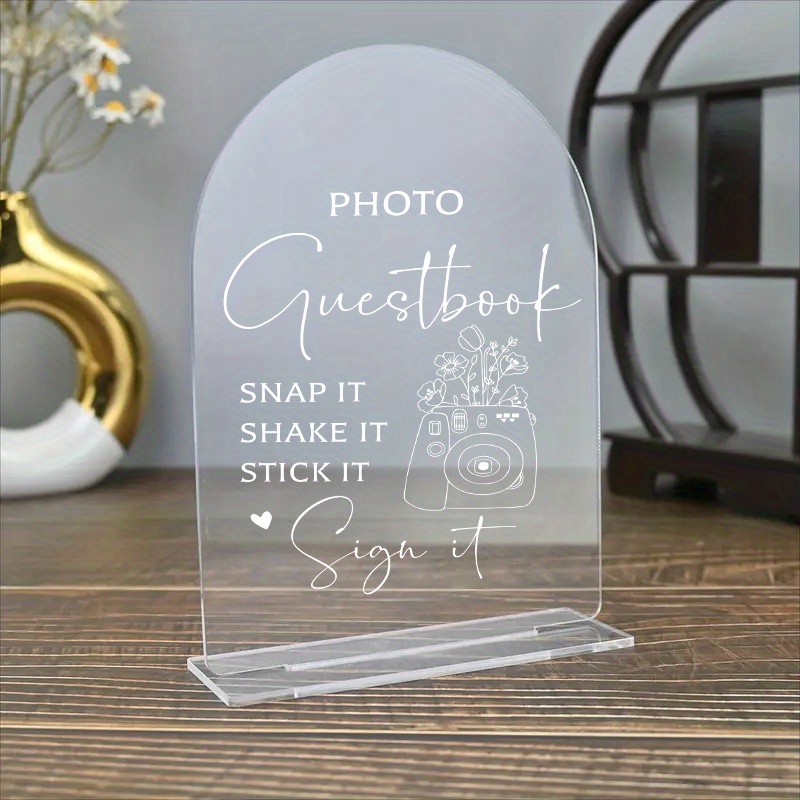 E-shop 2D Flachdruck, Hochzeitsort Bogenförmige Acrylplakette Gastfotografie Shaker Tischdekoration, Hochzeits-Tischschild, Jubiläumsgeschenk,