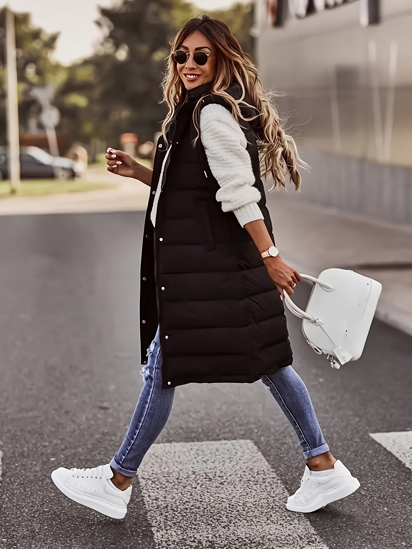 gilet à capuche long chic femme veste manches en Temu Canada