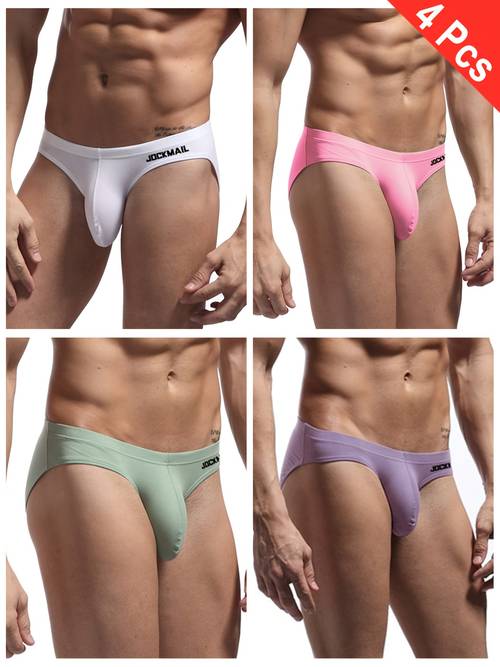 4pcs Soft, Breathable, Safe, Sweat-Absorbing Cotton Boxer Briefs - Low Waist Daily Casual Sports Shorts for Men