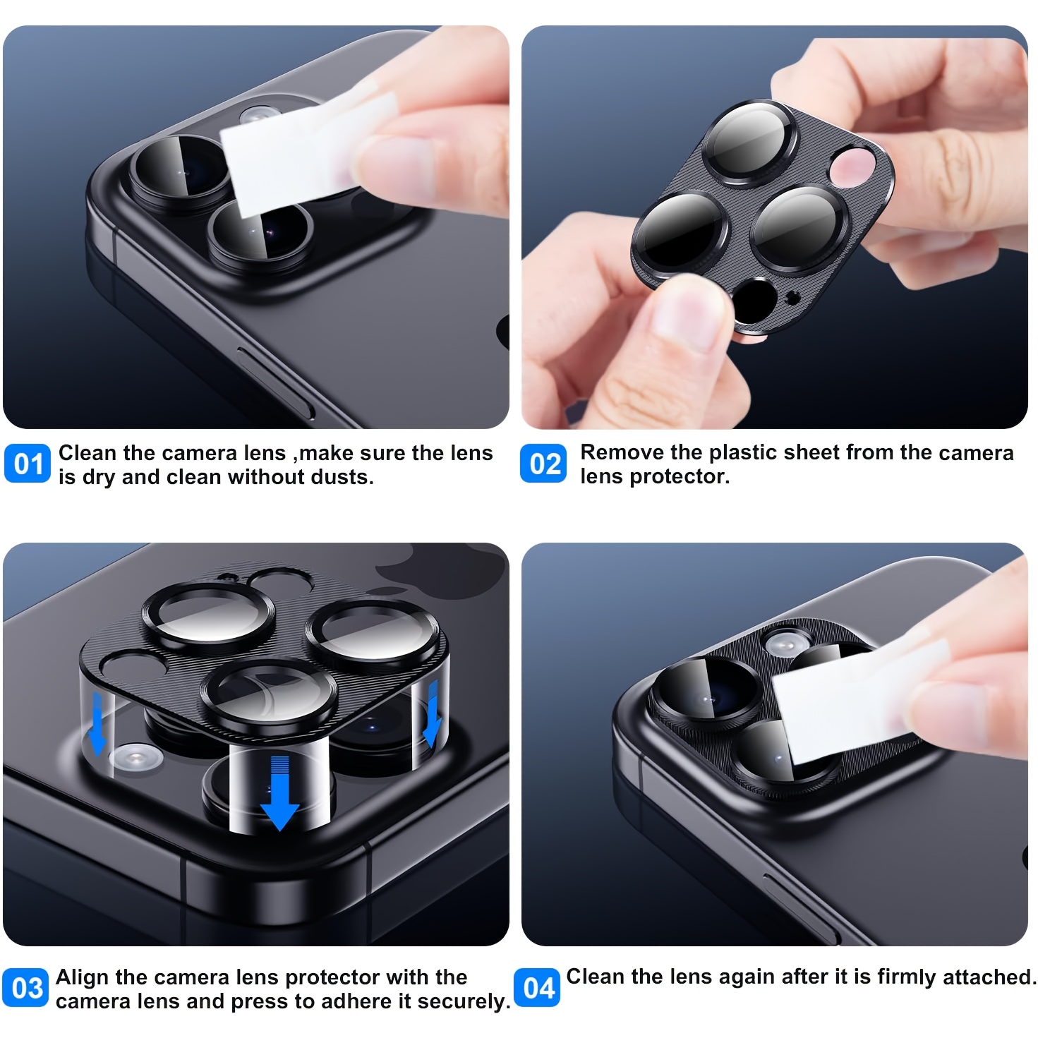 1pc Compatible with iPhone 11/12/13/14/15/16 Pro Max Plus Mini Metal Camera Lens Protector, Scratch Resistant and Long-lasting