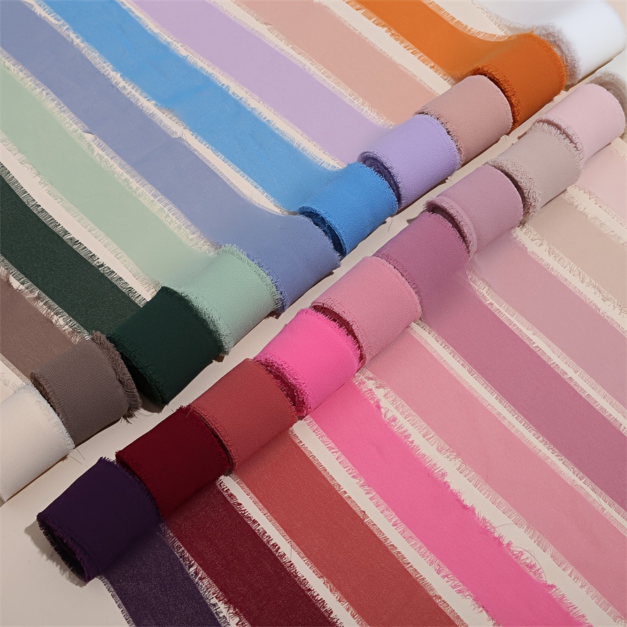 5 5 yards frayed edge polyester chiffon ribbon 1 5 wide handmade fringe ribbons for gift wrapping wedding decor bridal bouquets universal holiday crafting christmas halloween