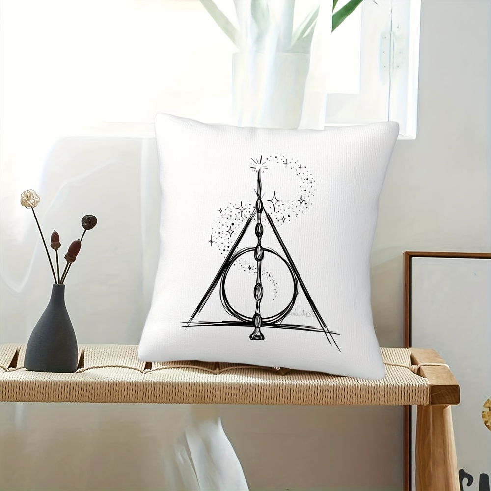 TEMU 1pc, Authorized, , Square Throw Pillow Cover, Exquisite Patterned Throw Pillow Cover Featuring Harry Potter Without A Pillow Insert