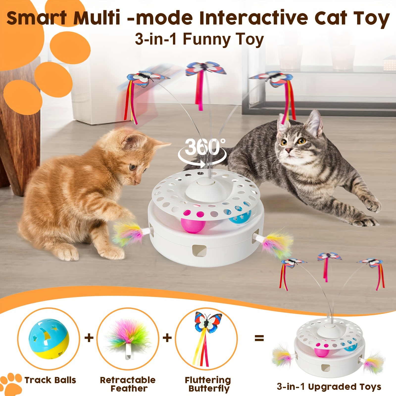 Cat Toys Indoor Interactive Kitten Toy 360 Temu Canada