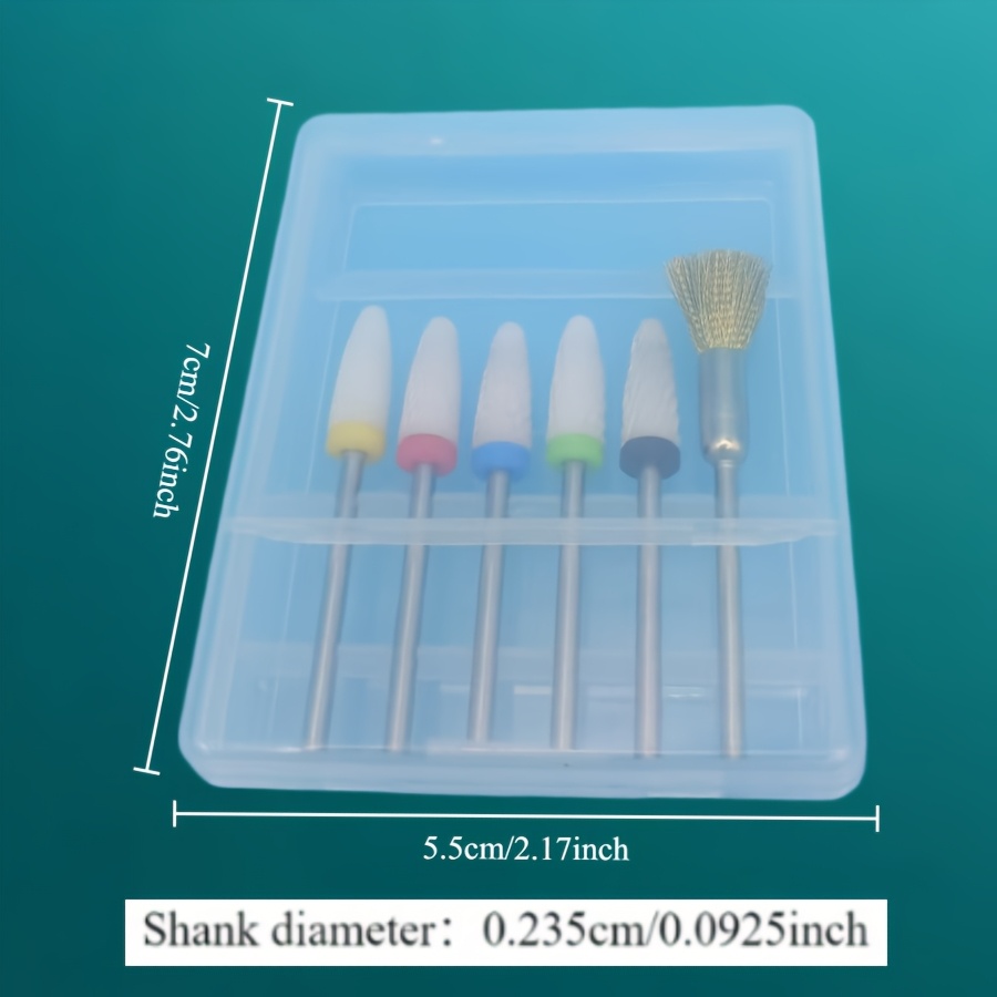 6pcs Ceramic Nail Drill Bit Set for Electric Rotary Burr Machine