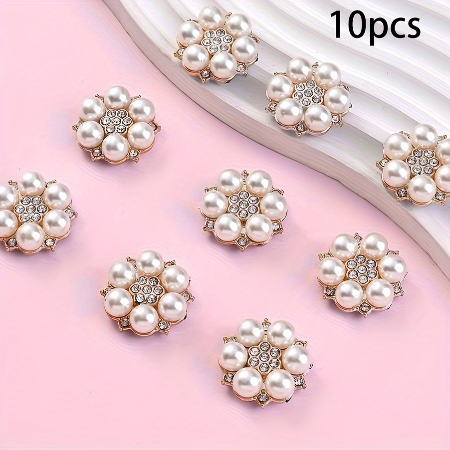 Image of 10pcs White Rhinestone Flower Patches For Jewelry Making Bracelet Necklace Handmade Crafts Additions