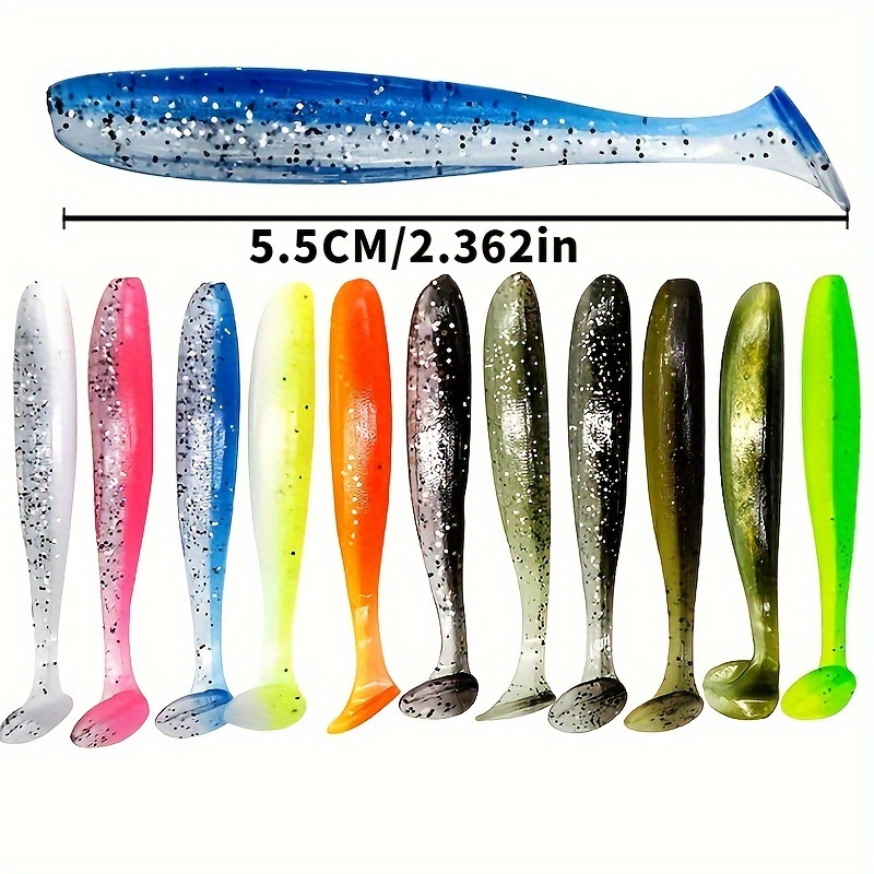 

50pcs Paddle Tail Swimbait, Realistic Soft Lure, Artificial Silicone Bait For Sea Fishing