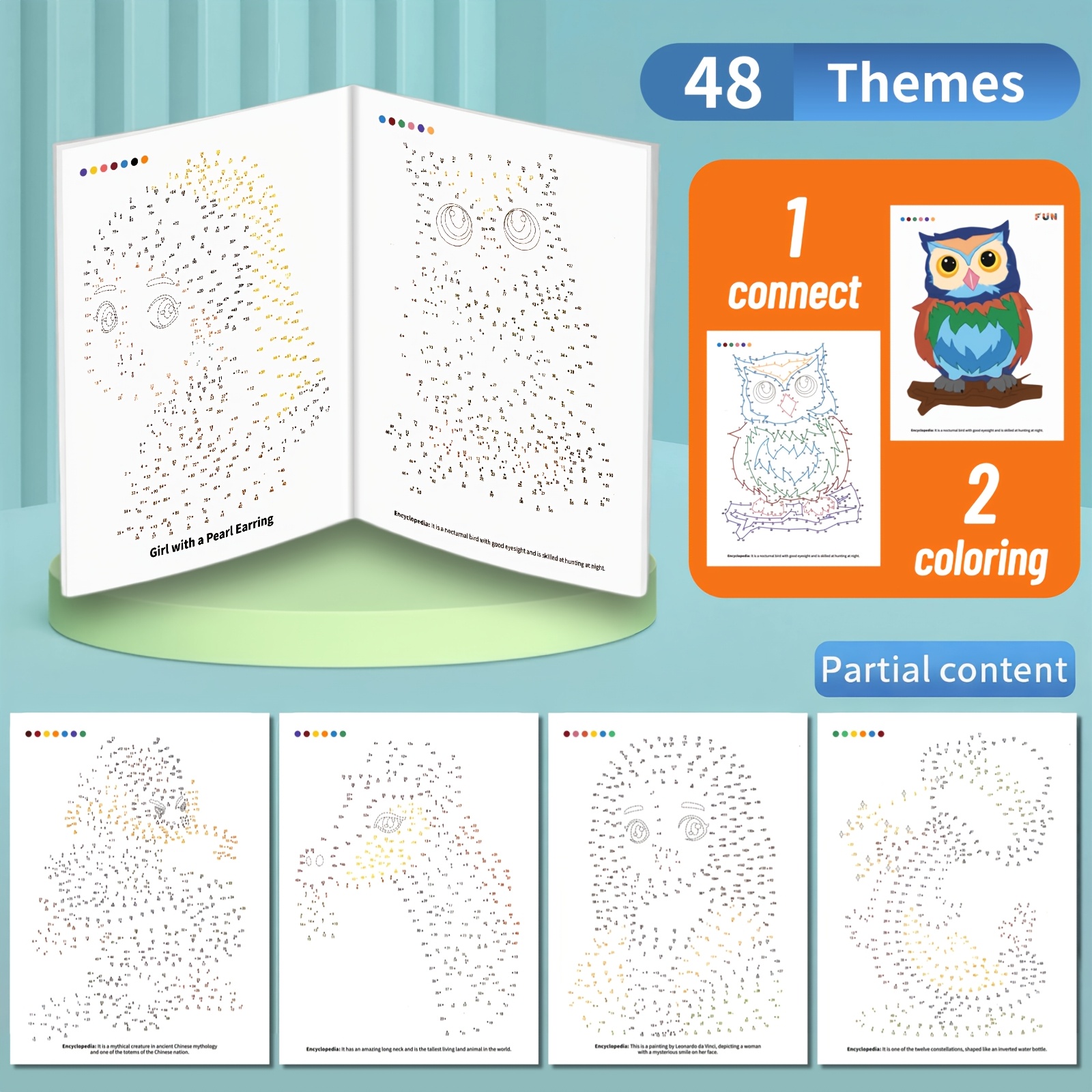 Image of To Dot Activity Book For Children Featuring 48 Themes, Combining Connecting And Coloring With Educational Content. For Enhancing Focus And Fine Motor , And Number Tracing