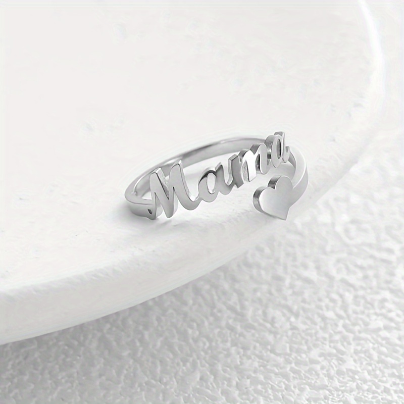 TEMU Anillo de Acero Inoxidable Personalizable con de , Banda Ajustable para , Joyería Elegante y para Mujeres, Regalo Ideal para de la , Uso Diario