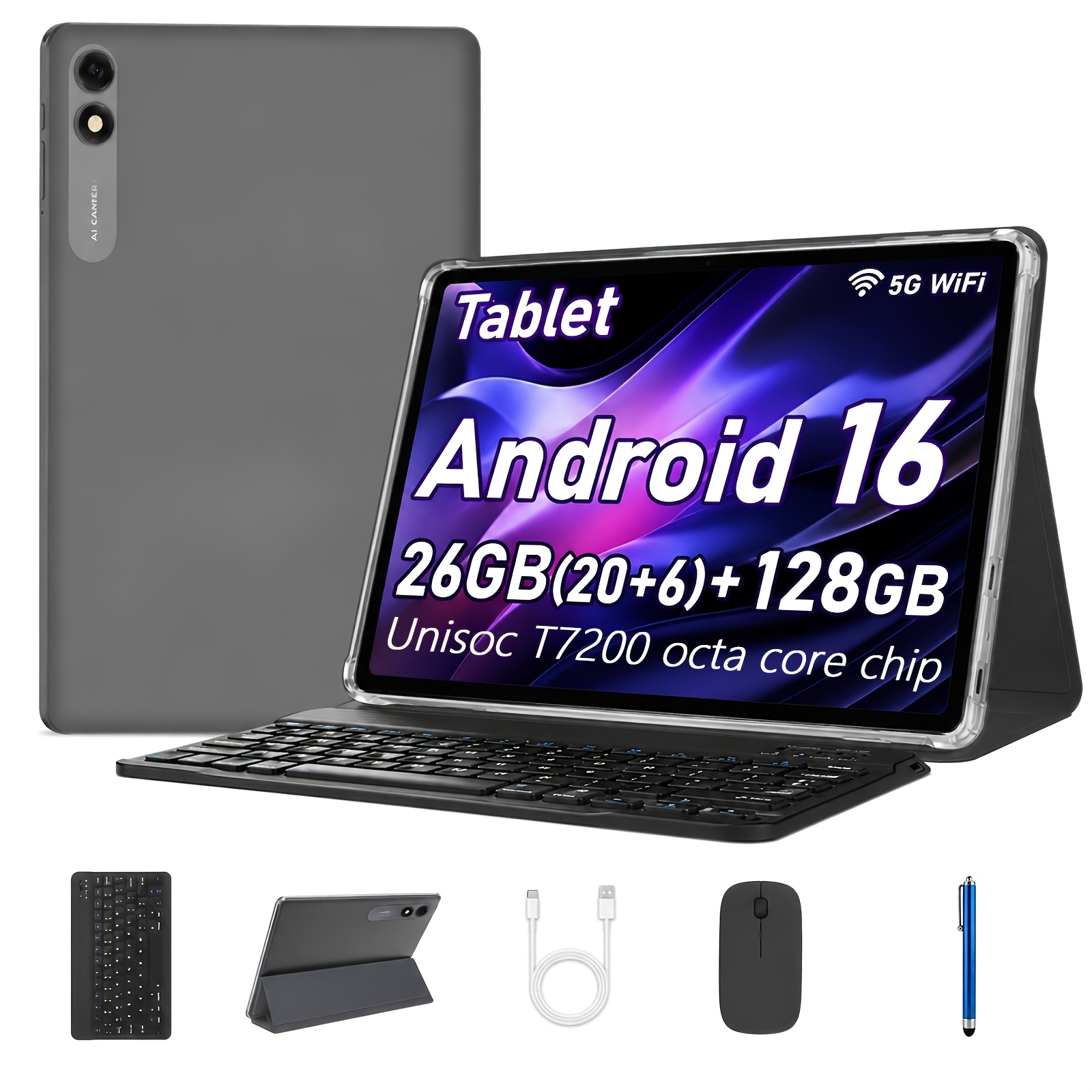 imagen del artículo tableta    , 26gb (6gb + 20gb de almacenamiento) de 10.1 pulgadas, tableta     (adiciones opcionales: teclado, ratón,    , lápiz óptico), cámara dual, compatible con red inalámbrica wifi, ideal para uso en   y hogar